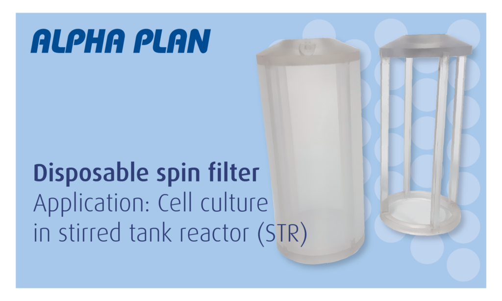 Hollow fiber spin filter for application of cell culture in stirred tank (STR)