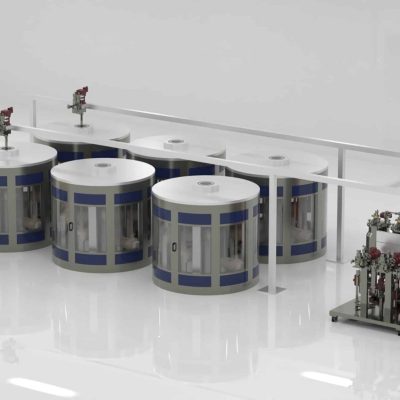 Large centrifuge for fiber casting of water filters.