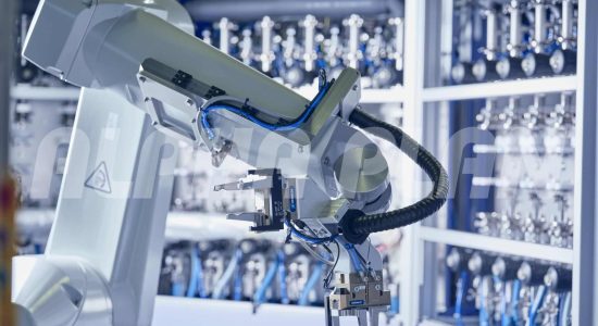 robot gripper integrated in filter assembly line